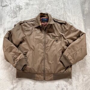 VTG Nino Cerruti 70s / 80's Mens M Brown Bomber Jacket Zip Up Grandpa Dad Core